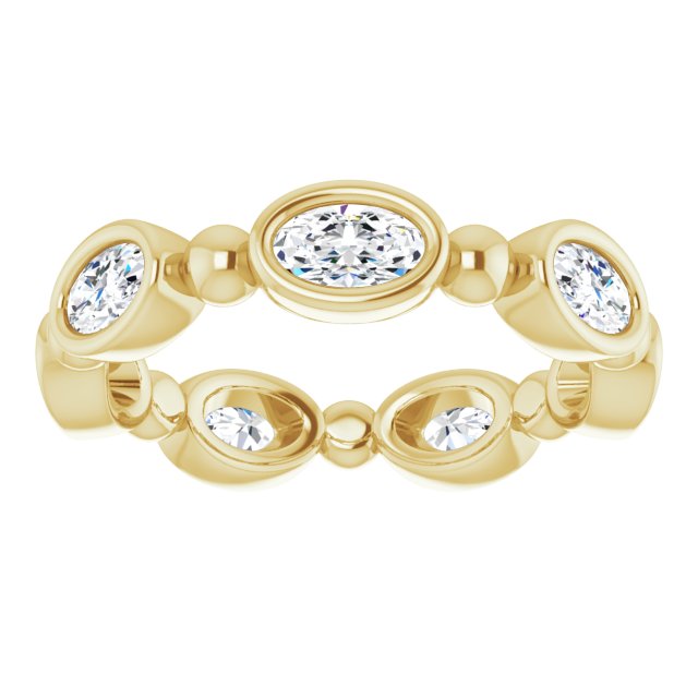 1.47 ct. Oval Diamond Eternity Band Bezel Set Diamond Ring-VIRABYANI